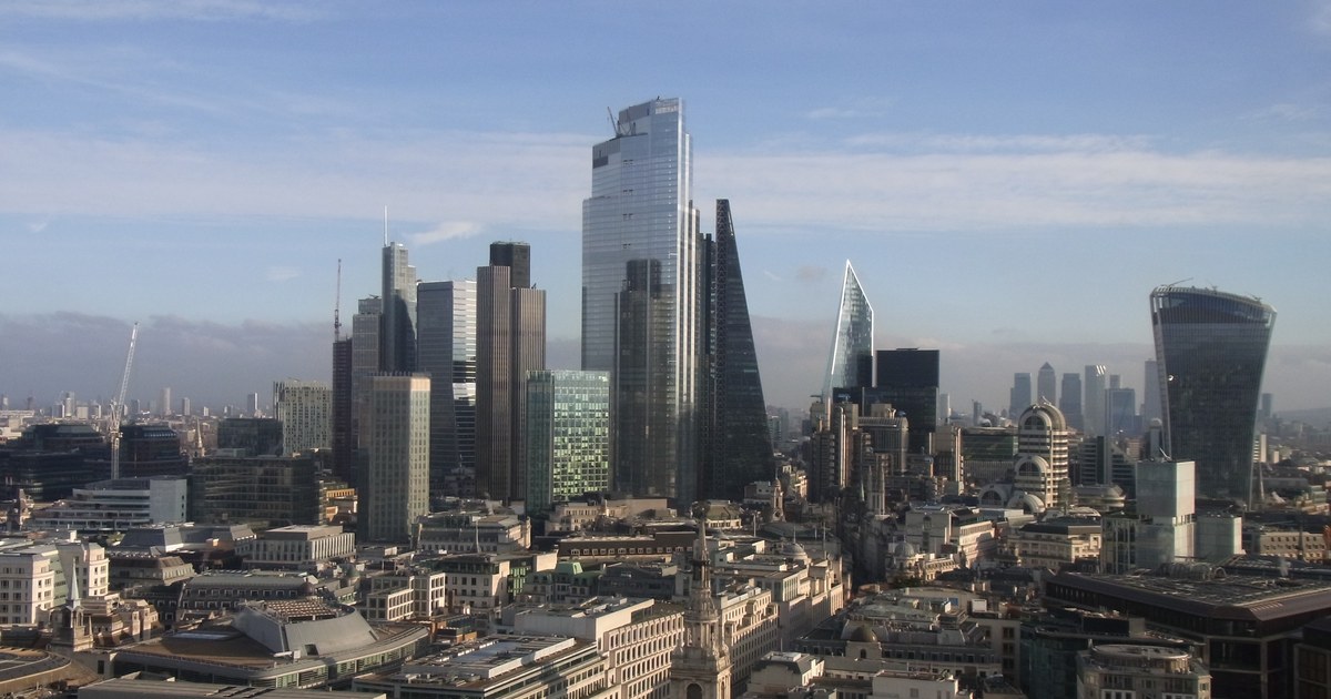 City of London financial district skyline under a clear sky