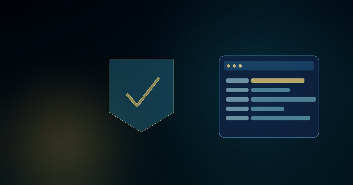 Abstract editorial illustration of a regulation shield with checkmark and a stylised online casino dashboard.