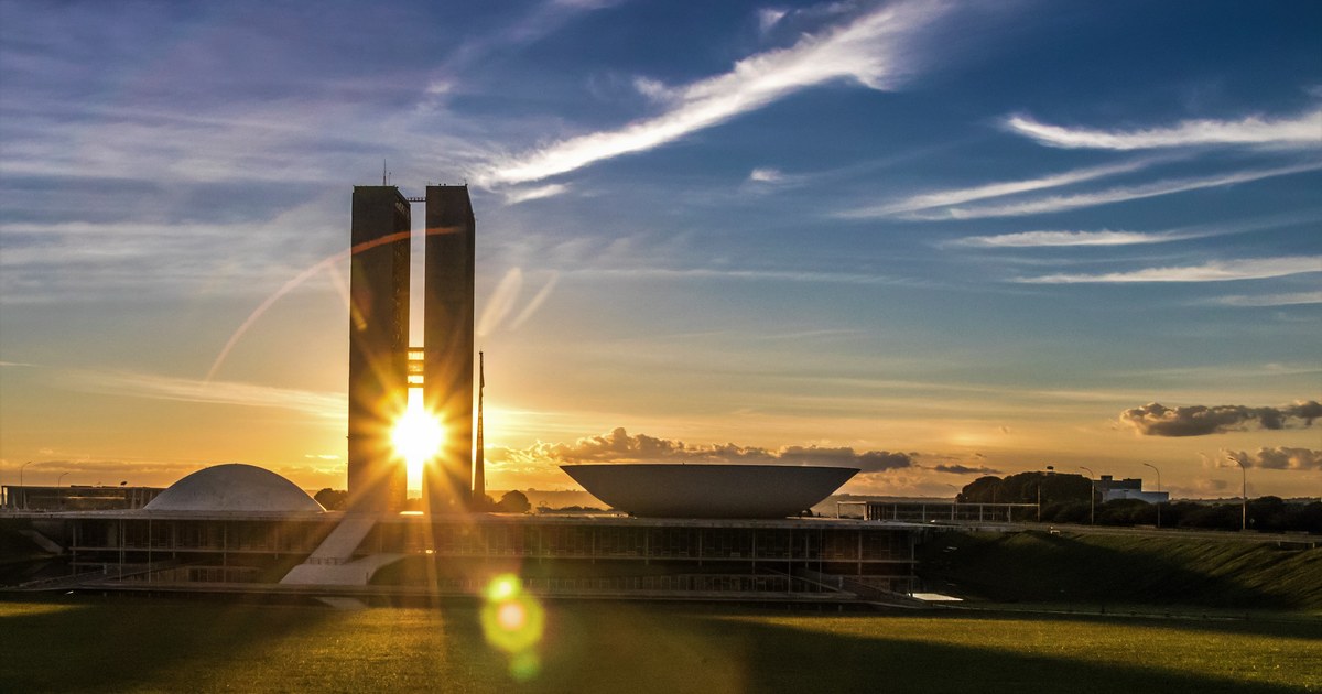 Brazil's National Congress building in Brasilia at sunset